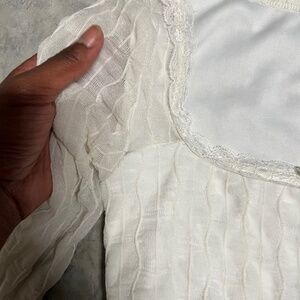 long sleeved white, mesh top